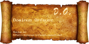 Dominus Orfeusz névjegykártya
